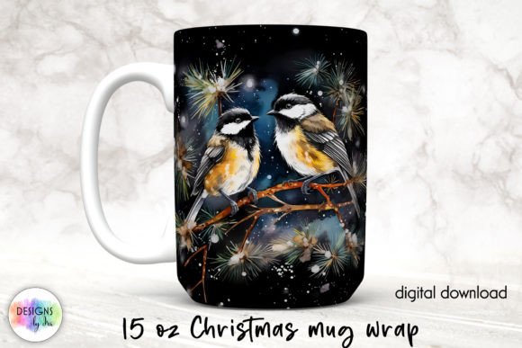 Chickadee Birds Christmas Mug Wrap: A Crafts Graphics Gem