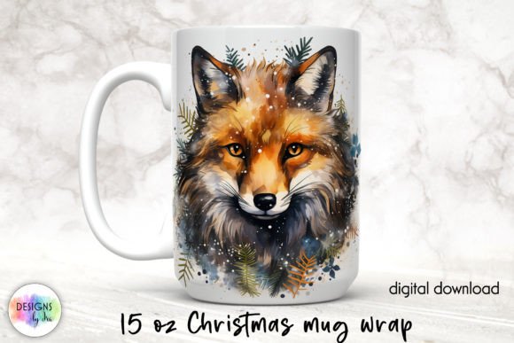 Christmas Fox Mug Wrap: A Festive Graphics Asset for Crafts