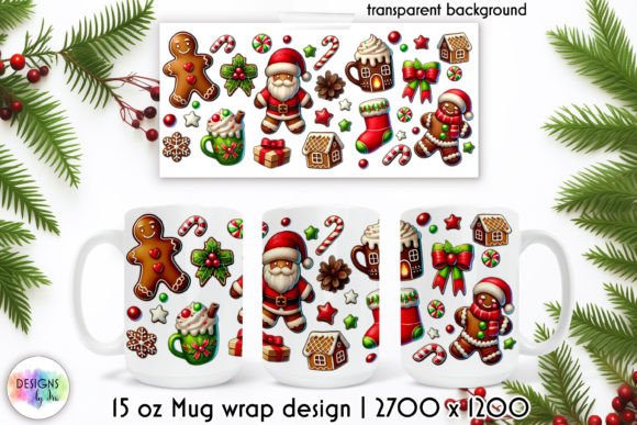 Christmas Gingerbread Mug Wrap: A Charming Graphics Asset for Crafts