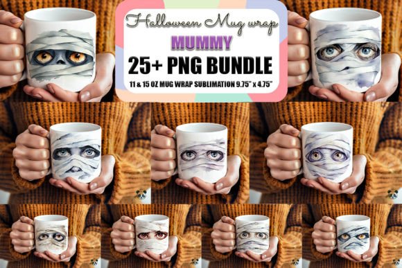 Halloween Mummy Eyes Mug Wrap for Crafts & Graphics